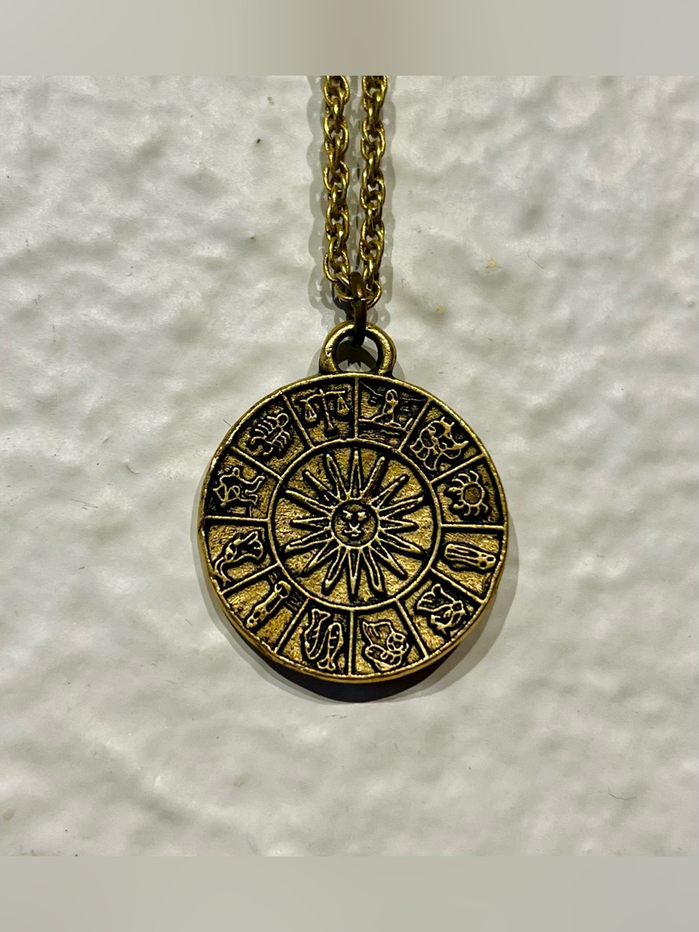 Gold Zodiac Sun Pendant Necklace